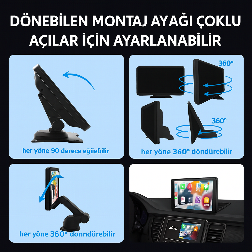 OtoEkran ® 7 İnç Kablosuz CarPlay & Android Auto Ekranı