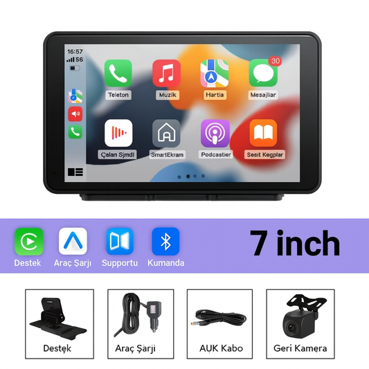 OtoEkran ® 7 İnç Kablosuz CarPlay & Android Auto Ekranı