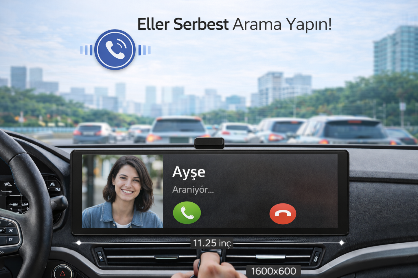 11.25 İnç Tüm Araçlara Uyumlu CarPlay Kayıt Özellikli
