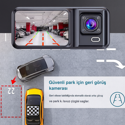 Ultra HD 3 Kanallı Araç Kamerası – Gece Görüşlü, Geri Görüş ve Park Asistanı