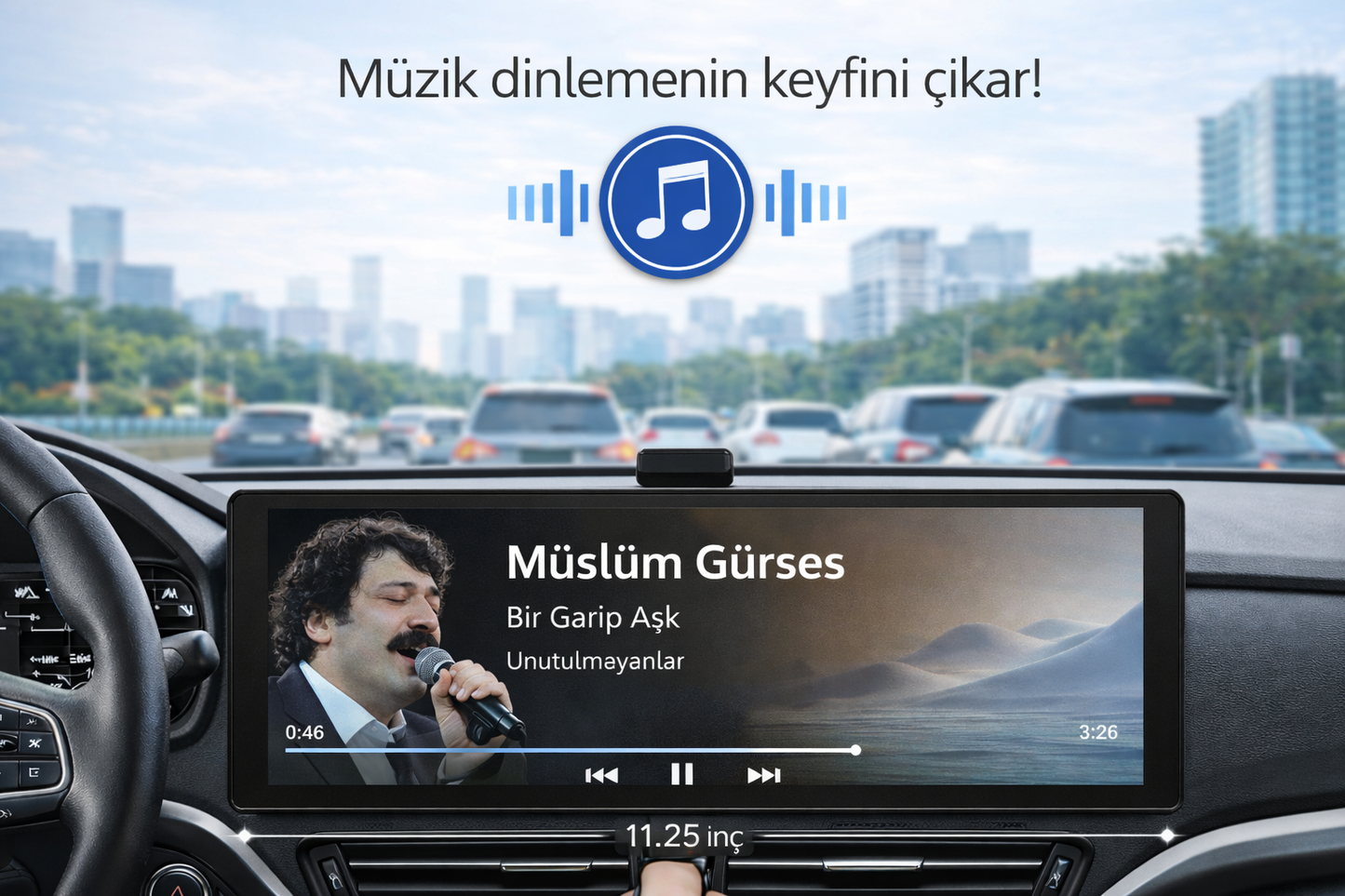 11.25 İnç Tüm Araçlara Uyumlu CarPlay Kayıt Özellikli